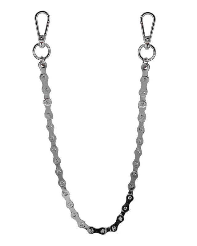 Bicycle pants chain with metal clasps on a white background