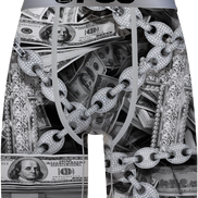 Boxer briefs with dollar bill and chain design, featuring the brand 'PSD'.