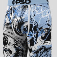Boxer briefs with abstract design and 'PSD' branding on a light gray background
