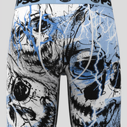 Boxer briefs with abstract design and 'PSD' branding on a light blue background