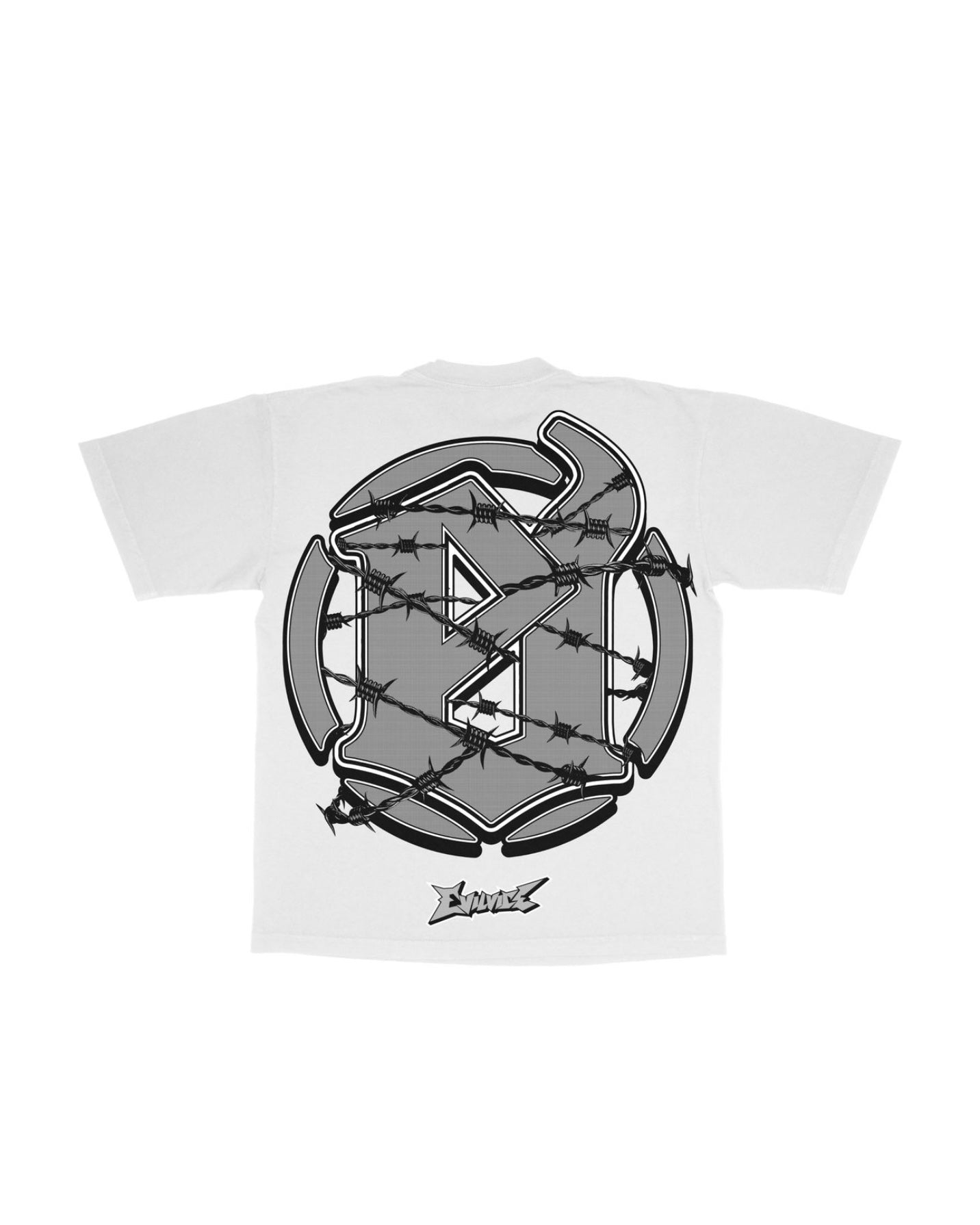 Barbed Skull Tee In white color