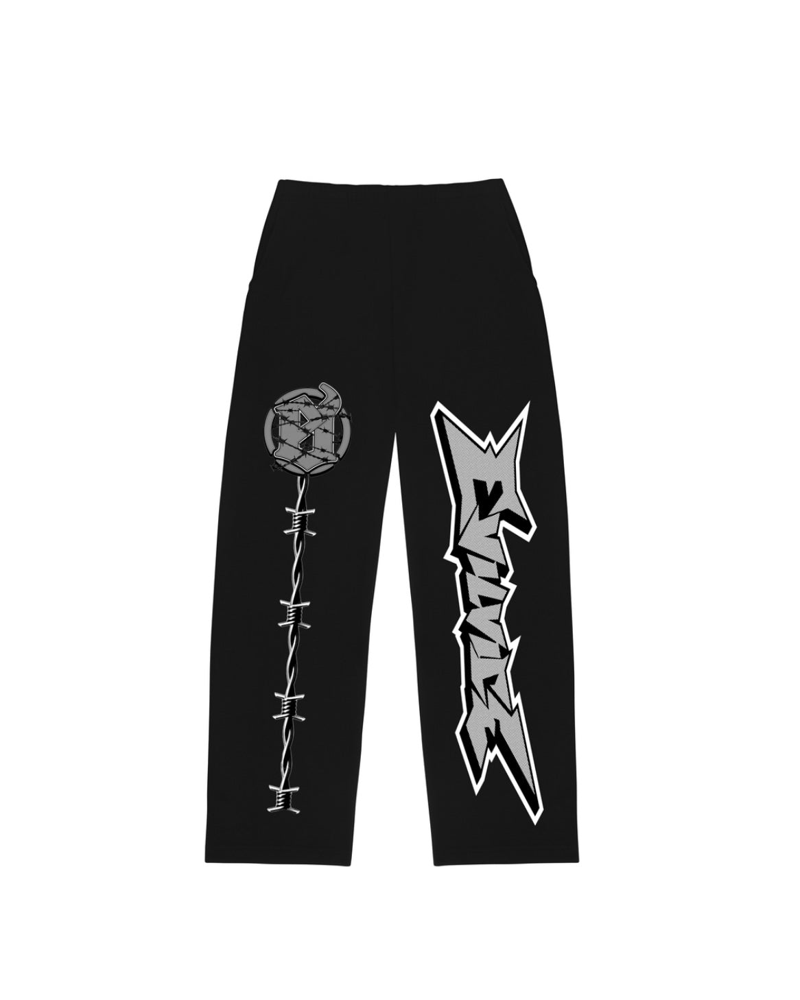 Barbed skull pants in black color 