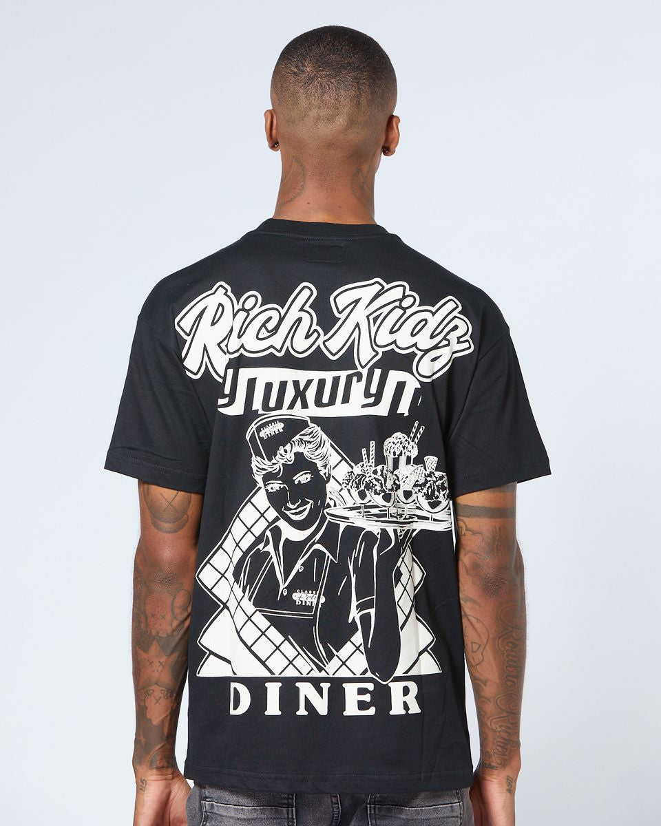 Luxury diner tee in black 