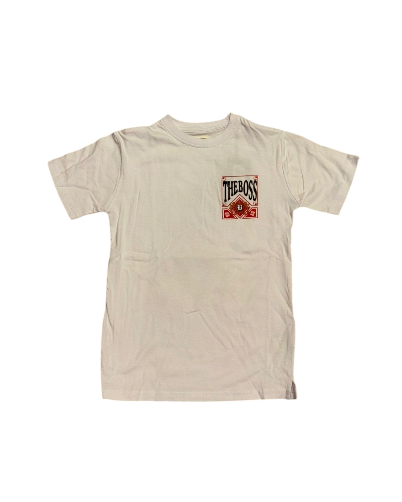 Junior boys the boss graphic tee in white 