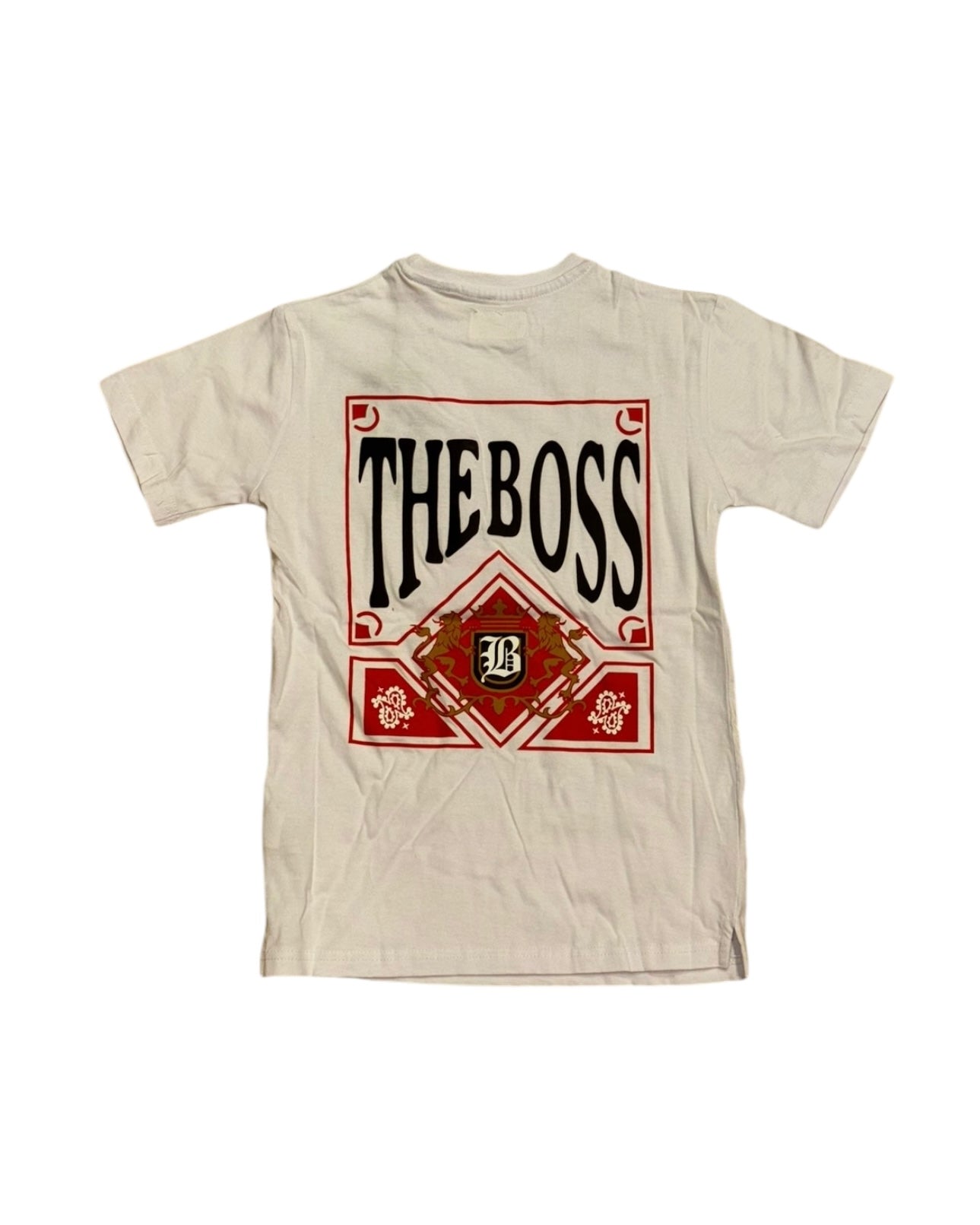 Junior boys the boss graphic tee in white