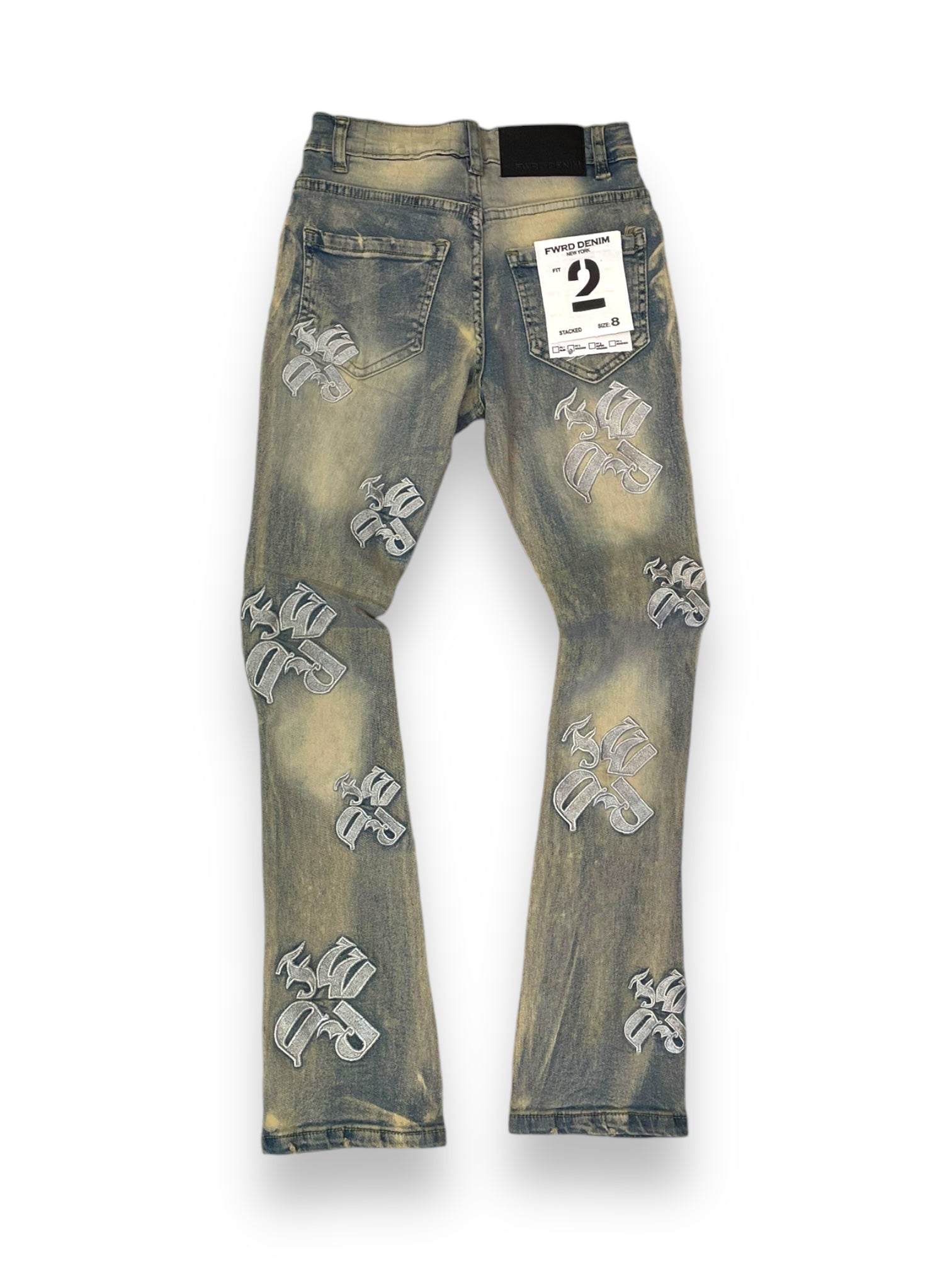 Fwrd denim’s junior boys emb jeans in ice tint