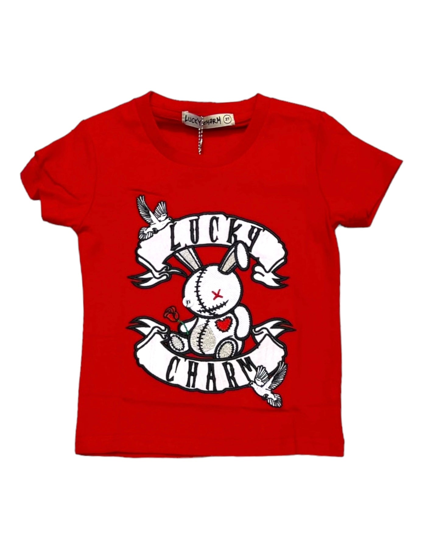 Junior boys heaven tee in red by lucky charm