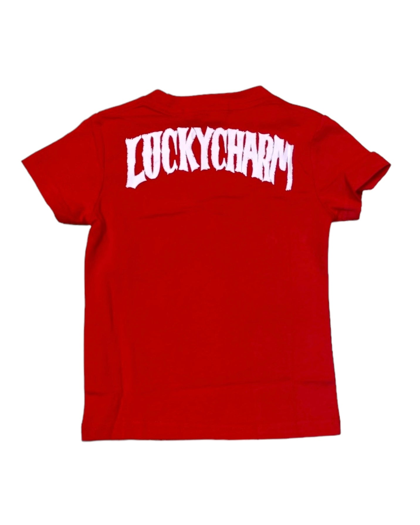 Lucky charms heaven tee for junior boys in red