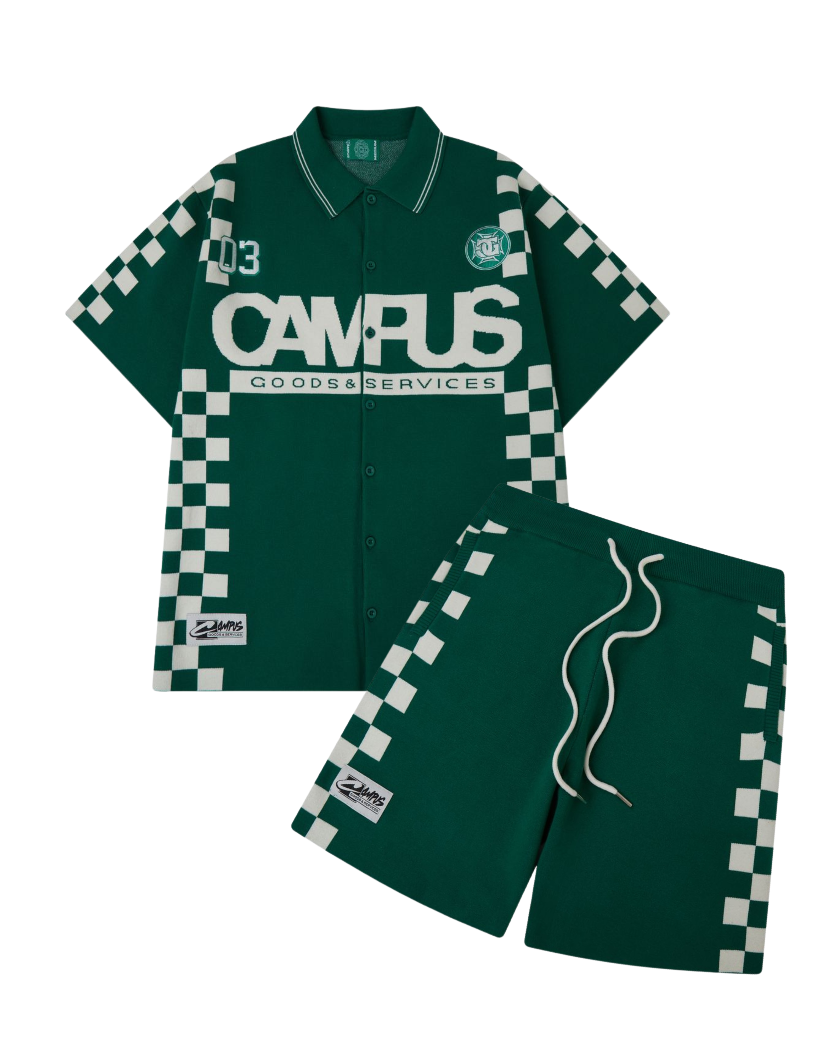 Campus Goods Checkered Jacquard Short Set