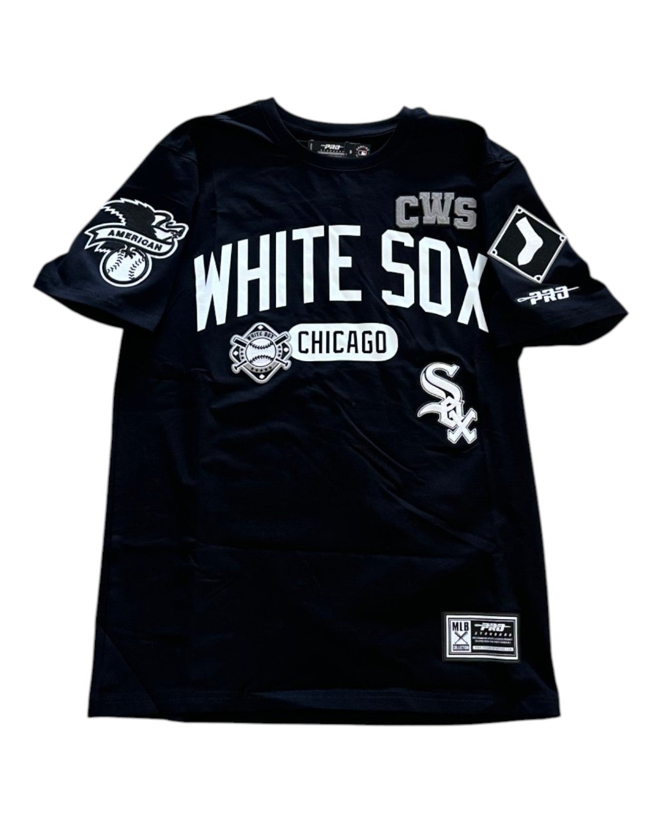Black t-shirt with 'White Sox' branding on a white background
