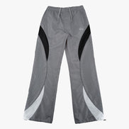 Gray pants with black and white accents on a white background