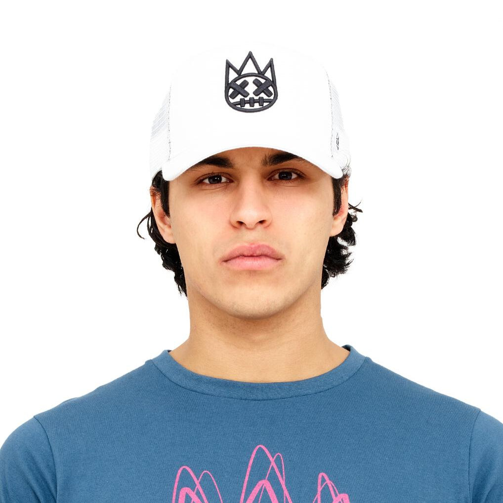 Cult of individuality clean logo mesh trucker hat in white 