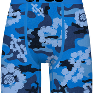 Blue camouflage BRIEFS with 'PSD' branding on a white background