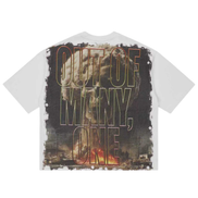 T-shirt with 'Out of Many, One' design on a white background