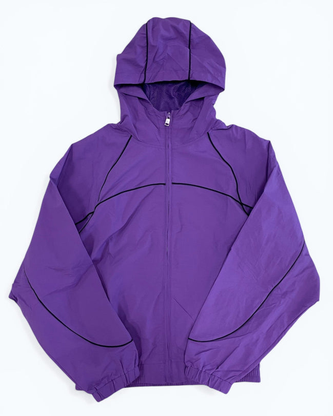 Purple jacket with a hood on a white background