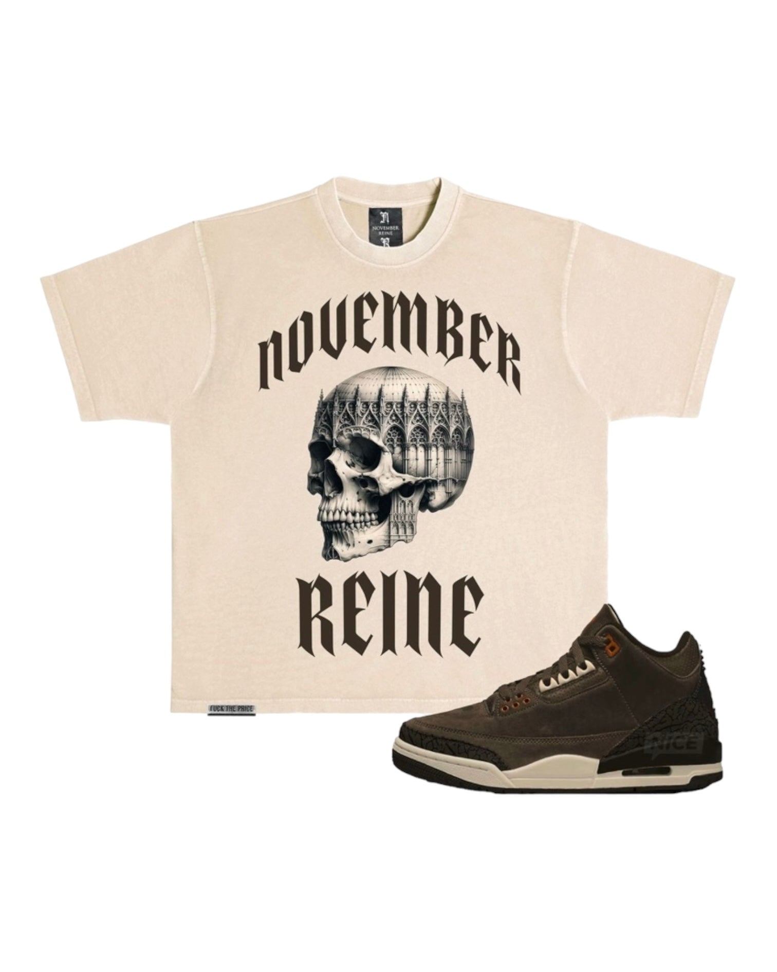 Cathedral skull graphic tee in beige