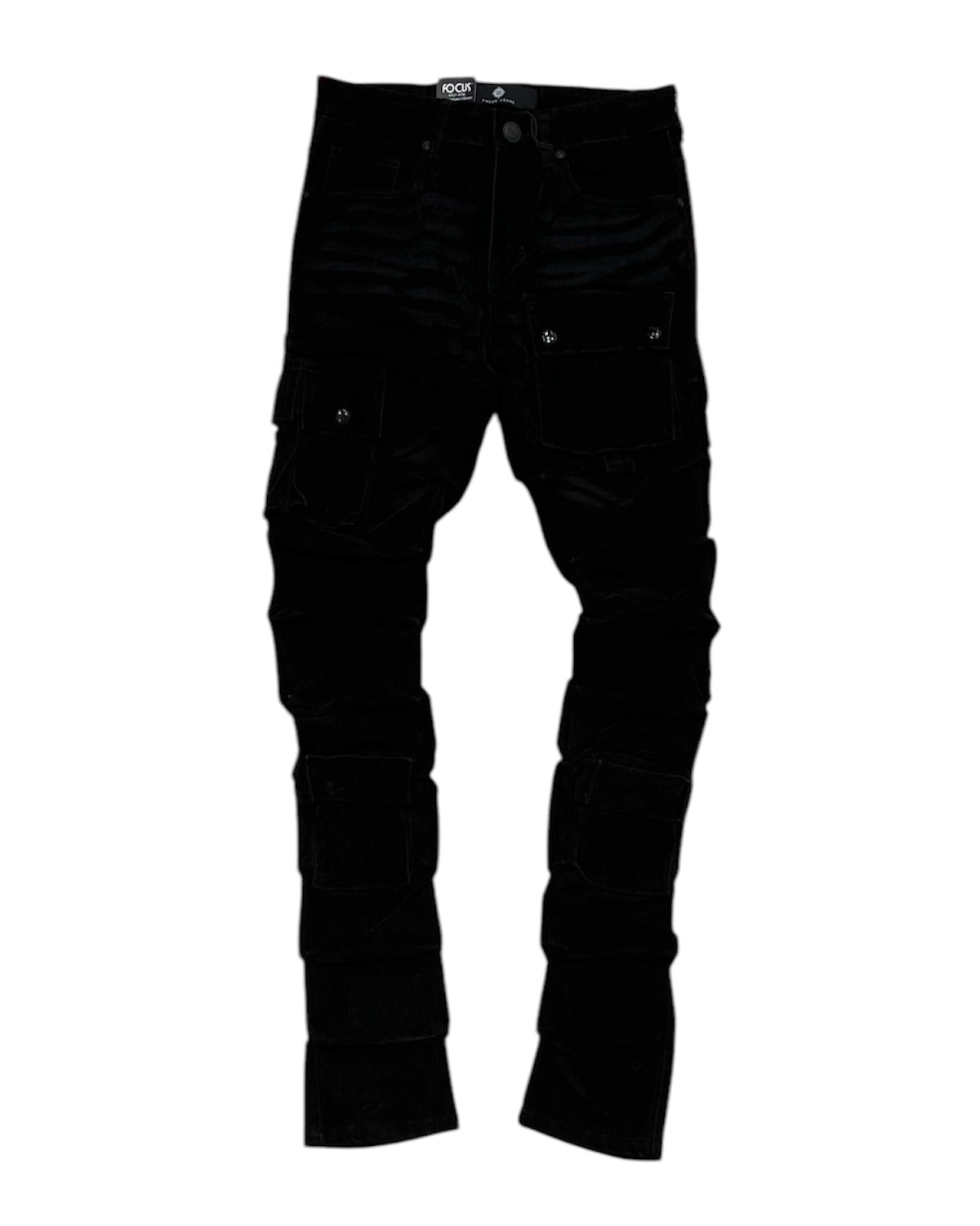 CGO Pocket Flocked Jeans in Jet Black Color 