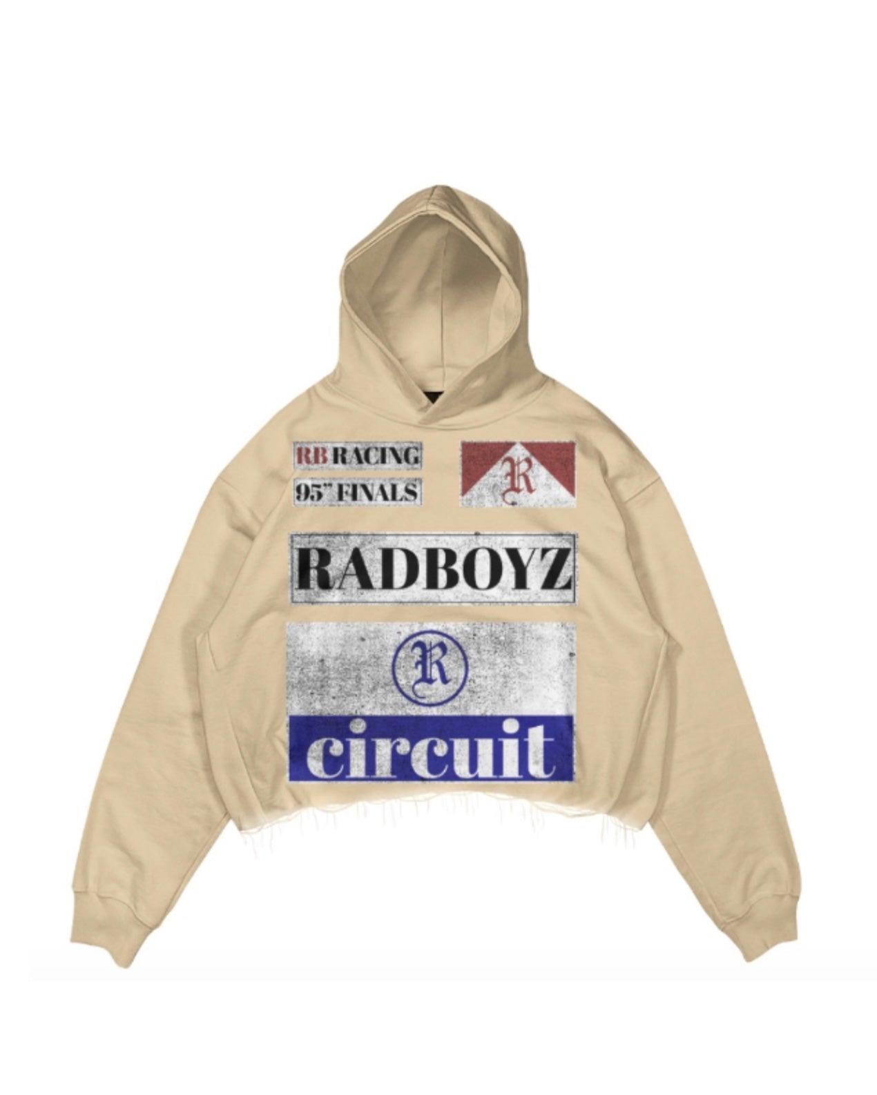 rad boyz circuit cutoff hoodie in cream