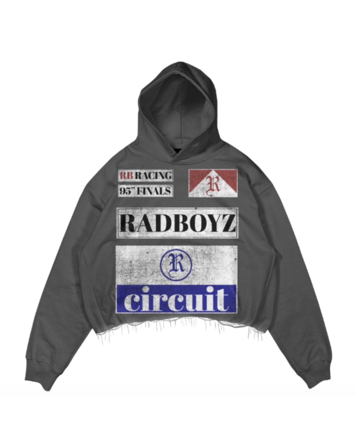 rad boyz circuit cutoff hoodie in grey