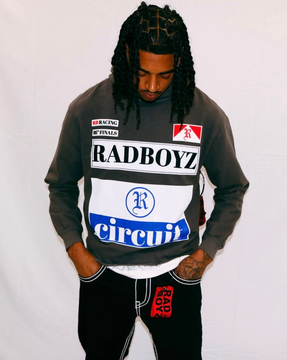 rad boyz circuit cut-off hoodie in grey