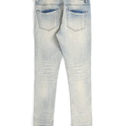 Light blue jeans on a white background
