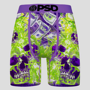 BRIEFS with skull and money design on a white background