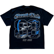 Black t-shirt with 'Ghost Club' and number '88' design on a white background