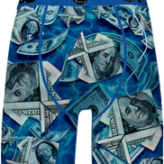 BRIEFS with dollar bill pattern on a blue background