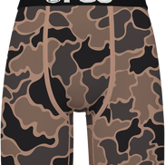 Camouflage-patterned briefs with 'PSD' branding on a white background