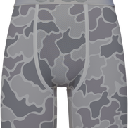 Gray camouflage-patterned underwear with 'PSD' branding on a white background