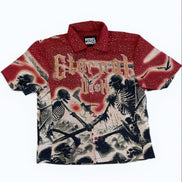 Red and black patterned shirt with 'Eternal Dusk' text on a white background