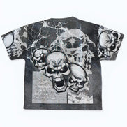 T-shirt with skull design on a white background