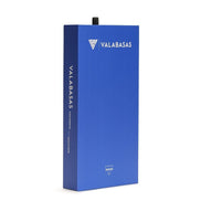 Blue box with 'VALABASAS' branding on a white background