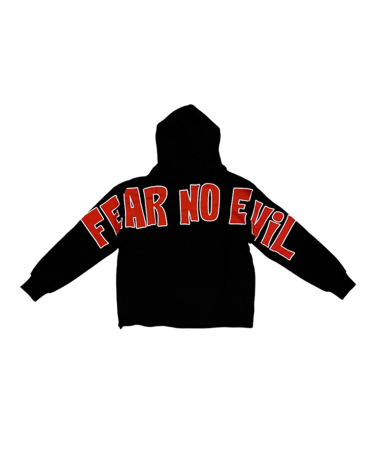 Fear no evil hoodie in black and red color 