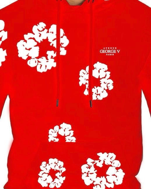 Flora Hoodie Set in Red Color 