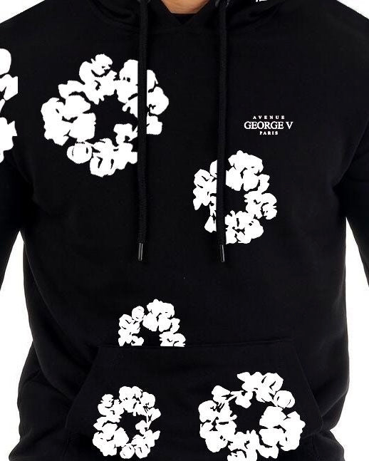 Flora Hoodie Set in Black Color 