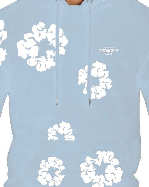 Flora Hoodie Set in Baby Blue color 