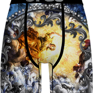 Boxer briefs with a decorative design featuring angels and clouds, branded 'PSD'.