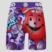 Boxer briefs with a Kool-Aid character and Blistex design on a white background