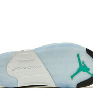 jordan retro 5's grape in toddler size. an all white jordan 5 with purple, teal, and black accents