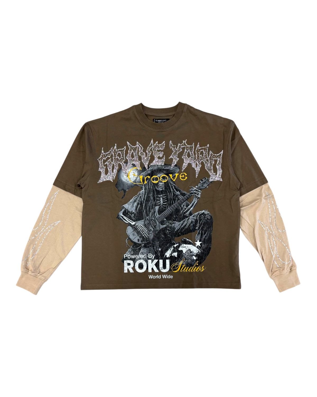 Grave yard layered long sleeve in taupe by Roku studios 