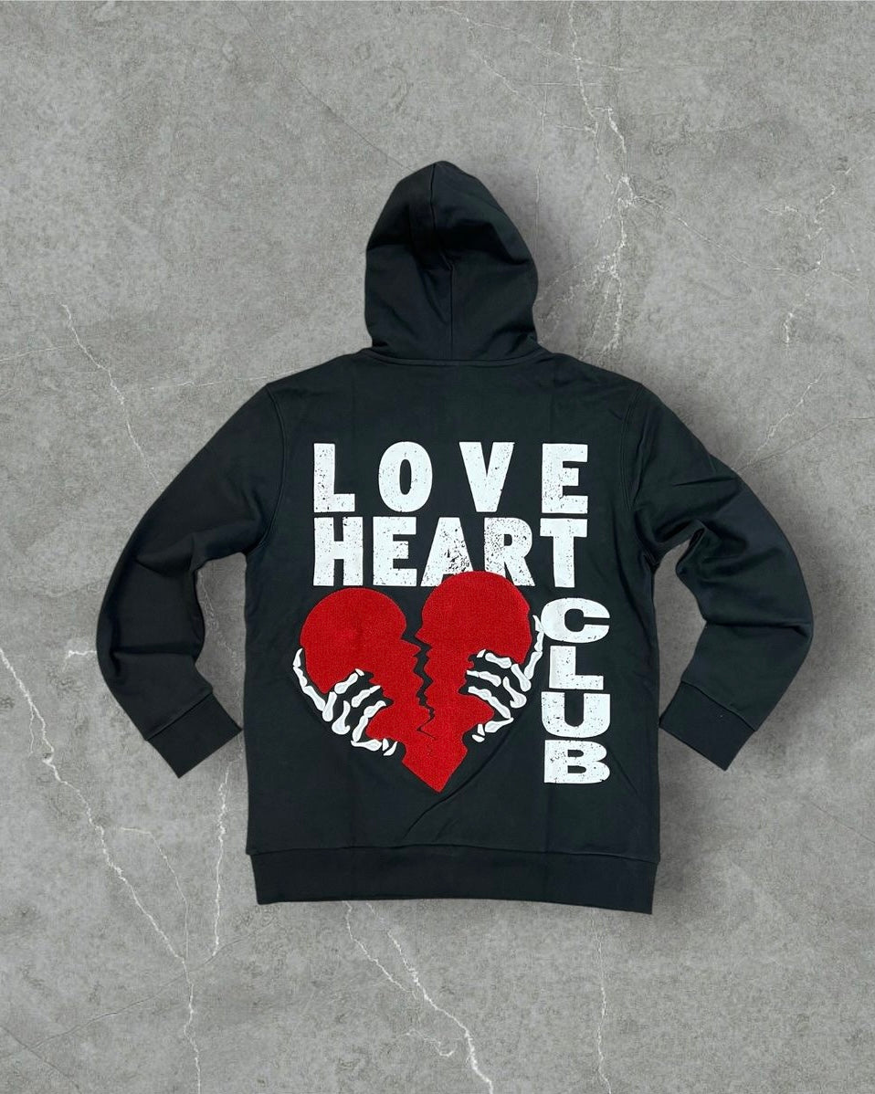 heart club hoodie by reelistik in black