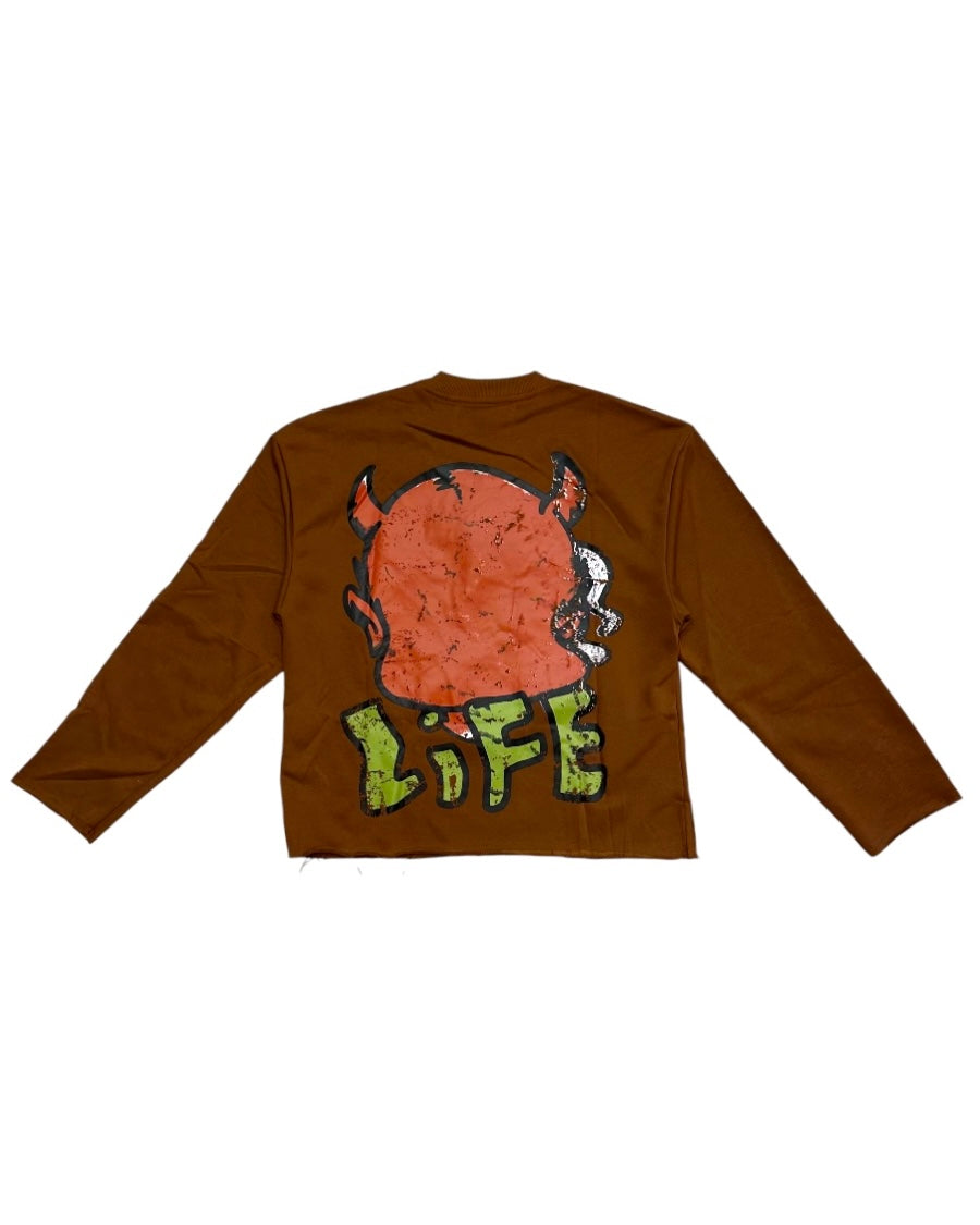 BKYS High Life long sleeve crop shirt in brown