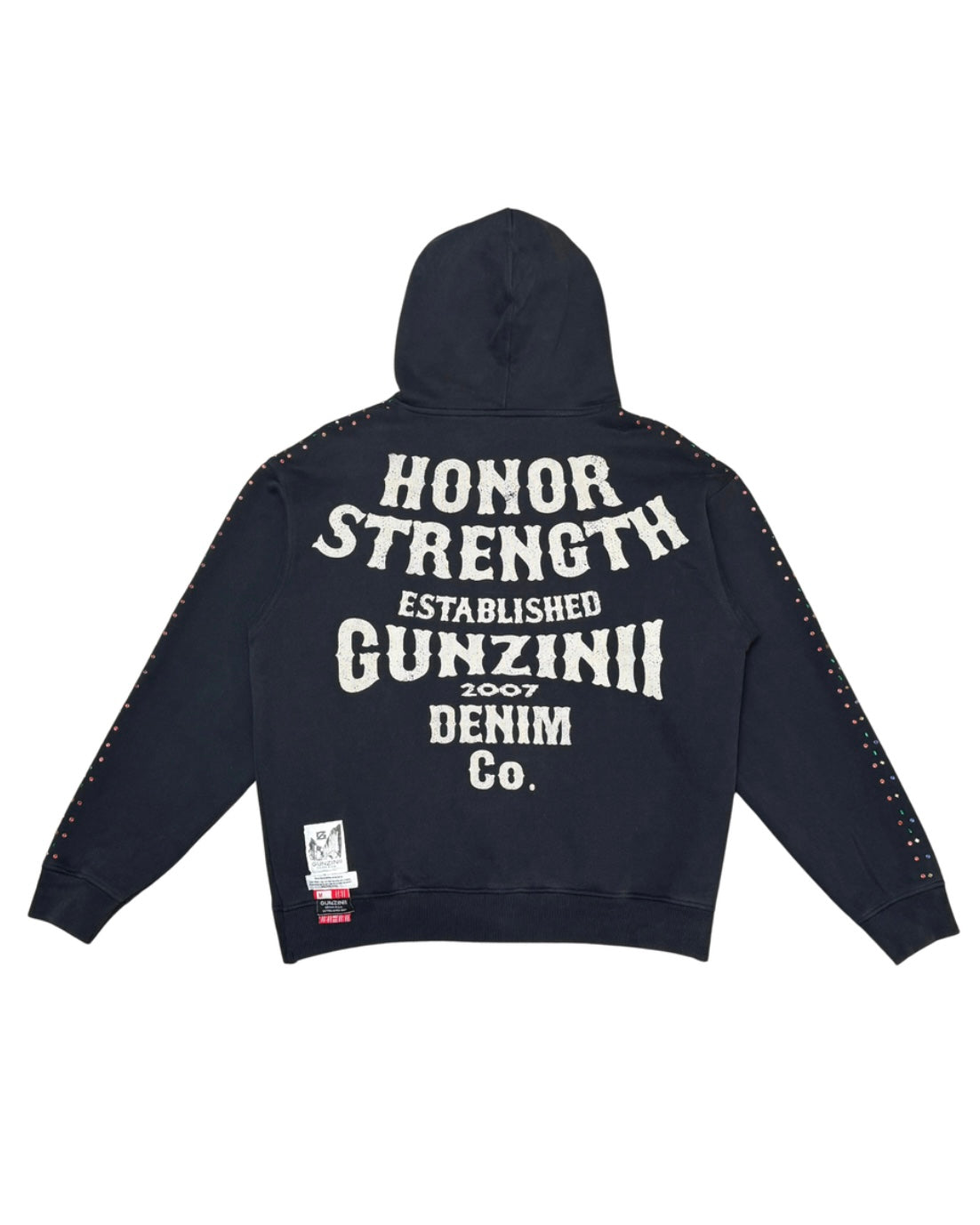 Honor and strength full-zip hoodie in black color