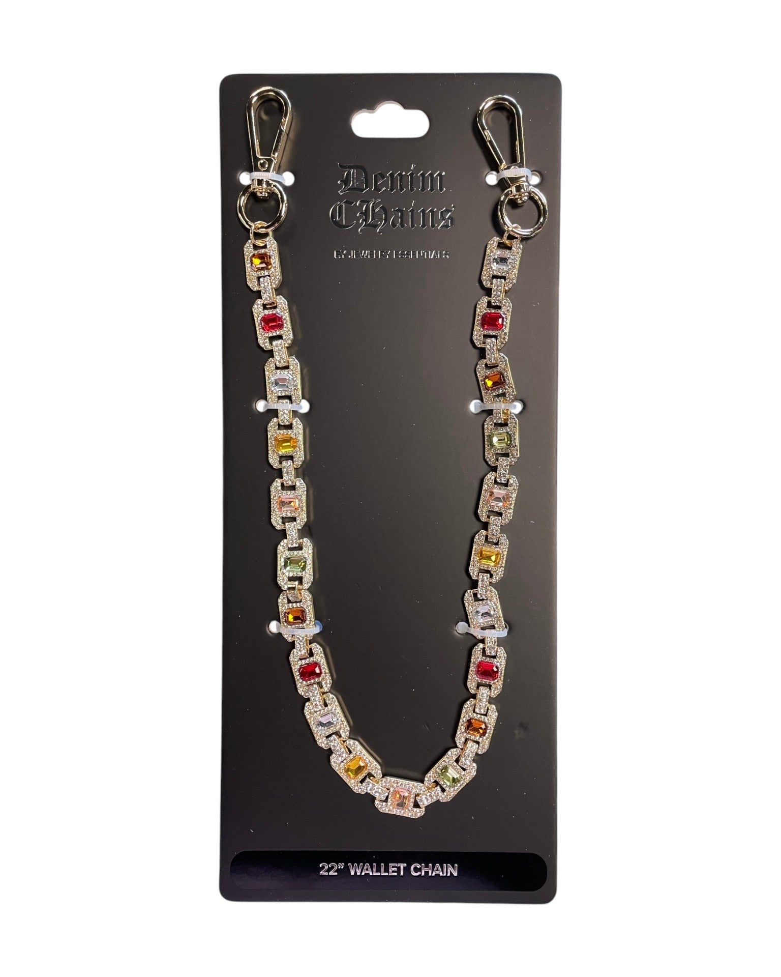 Colorful wallet chain on a black card with 'Pacini & Cappin' branding.