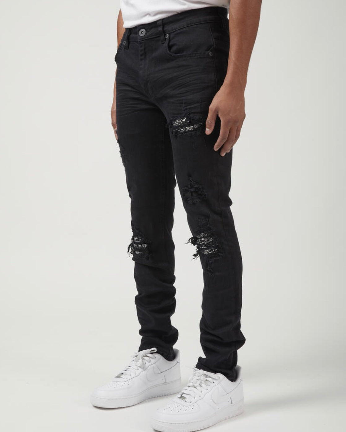 Paisley Patched Rip Jeans