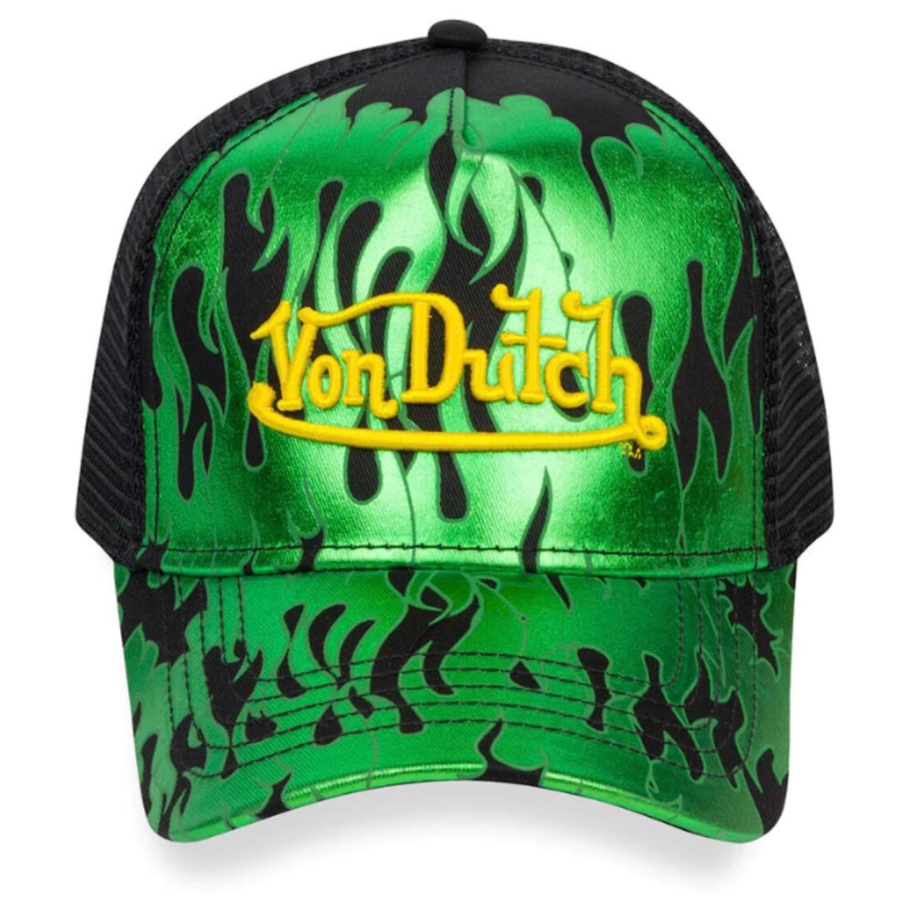 Flamed Von Dutch Logo Trucker Hat