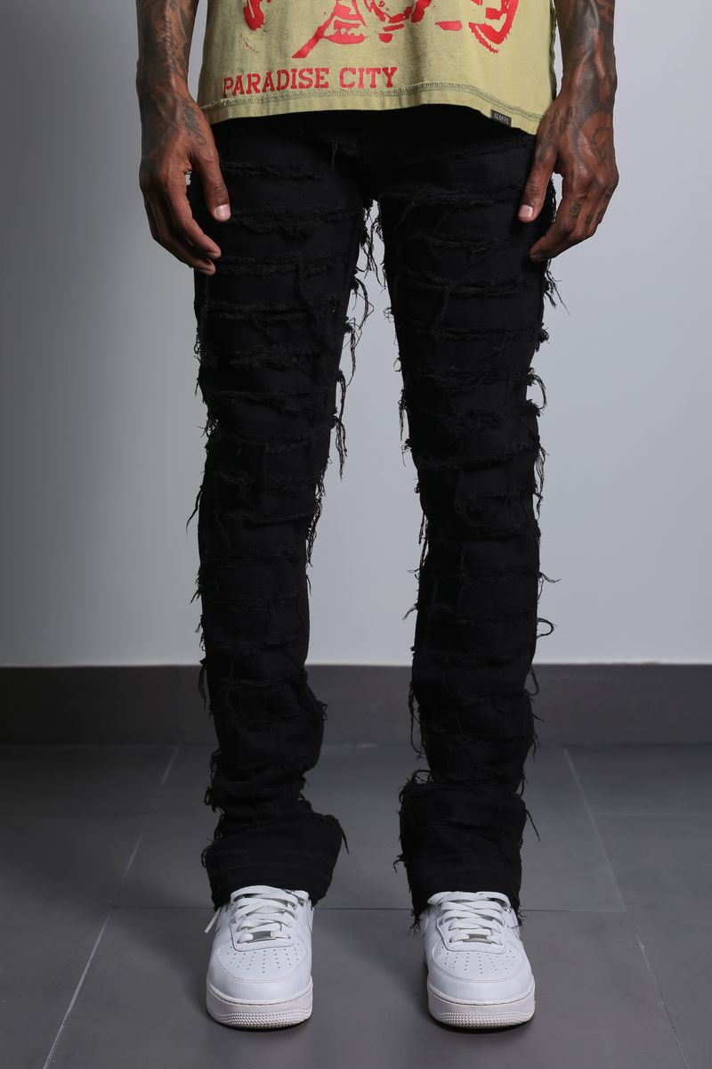 Jawd Shredded Stacked Jeans