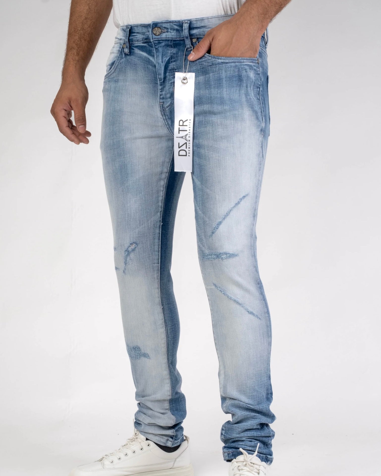 Knee Sliced Slim Fit Jeans DZTR-448