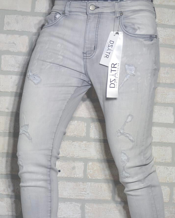 Distressed Slim Stretched Denim